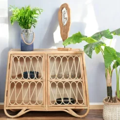 BALI Univers Déco·Scandinave Hygge|Univers Déco·Globe-Trotter|Buffet en rotin avec façade ajourée