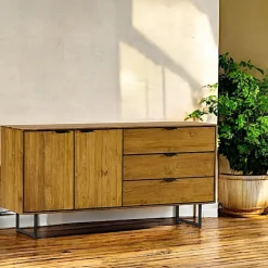 DEPOK Buffets Contemporains|Buffets Contemporains|Buffet en teck recyclé 3 portes