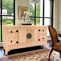 Maori Buffets En Bois|Buffets En Bois|Buffet enfilade 4 portes 4 tiroirs hévéa 175x50x90cm