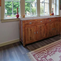 Tessa Buffets En Bois|Buffets En Bois|Buffet Enfilade Hévéa 4 portes, 4 tiroirs 200x50x100cm