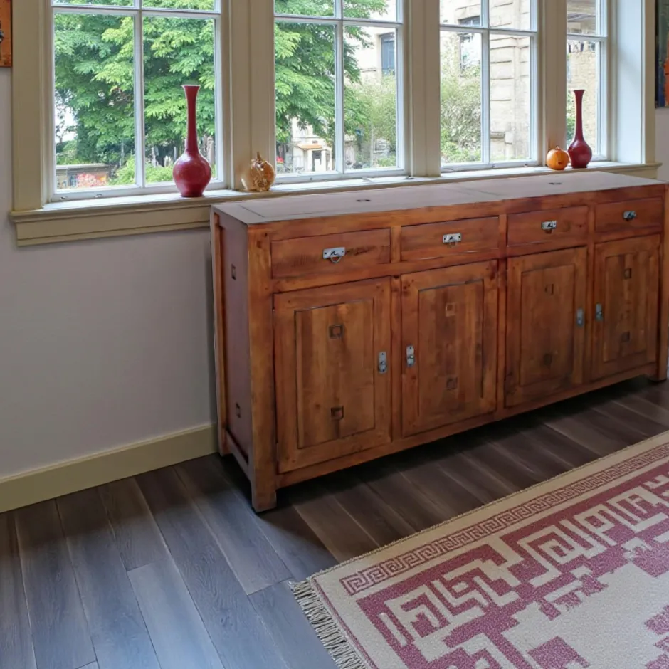 Tessa Buffets En Bois|Buffets En Bois|Buffet Enfilade Hévéa 4 portes, 4 tiroirs 200x50x100cm