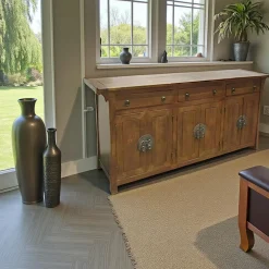 Maori Buffets En Bois|Buffets En Bois|Buffet Enfilade Hévéa 6 portes, 3 tiroirs 190x50x91cm