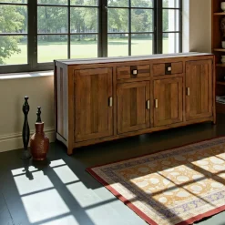 Gala Buffets Contemporains|Buffets Contemporains|Buffet Enfilade Hévéa 4 portes, 2 tiroirs, 180x45x85cm