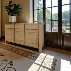 Olga Buffets Contemporains|Buffets Contemporains|Buffet Enfilade Hévéa 3 portes, 3 tiroirs, 160x45x90cm