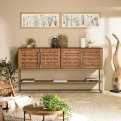 Swing Buffets En Bois|Buffets En Bois|Buffet haut 205,5 cm 4 portes en teck recyclé sur pied