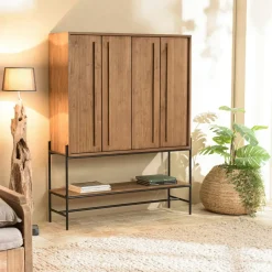 Swing Buffets Contemporains|Buffets Contemporains|Buffet haut en teck massif recyclé 124 cm