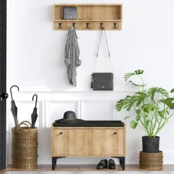 JENA Buffets Contemporains|Buffets Contemporains|Buffet haut moderne effet chêne - 4 niches