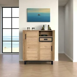 GRADO Buffets En Chêne|Buffets En Chêne|Buffet haut moderne en bois clair - 2 portes, 1 niche