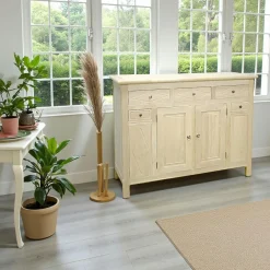 Tradition Buffets En Bois|Buffets En Bois|Buffet Hévéa 2 portes, 5 tiroirs 140x50x110cm