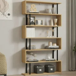 JENA Buffets Contemporains|Buffets Contemporains|Buffet moderne 2 portes avec niches rangement - effet chêne