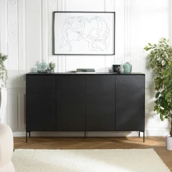 MAYENCE Buffets Contemporains|Buffets Contemporains|Buffet moderne 4 portes bois couleur noire