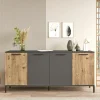 JENA Buffets Contemporains|Buffets Contemporains|Buffet moderne 4 portes effet bois et anthracite