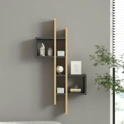 JENA Buffets Contemporains|Buffets Contemporains|Buffet moderne 4 portes effet chêne - 2 niveaux