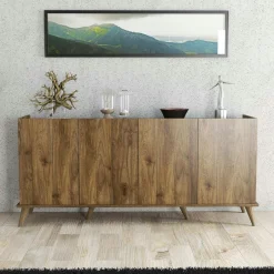 UMEA Buffets Contemporains|Buffets Contemporains|Buffet moderne 4 portes effet noyer, rebords hauts
