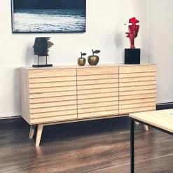 COLOGNE Buffets Contemporains|Buffets Contemporains|Buffet moderne en bois de chêne blanc (3 portes)