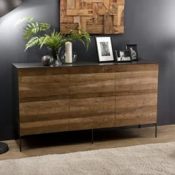 PANAMA Buffets Contemporains|Buffets Contemporains|Buffet moderne teck recyclé façade métal