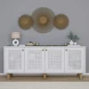 VAREN Buffets Contemporains|Buffets Contemporains|Buffet salle à manger blanc moderne, 4 portes cannage