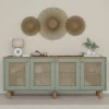 VAREN Buffets Contemporains|Buffets Contemporains|Buffet salle à manger vert sauge, 4 portes cannage