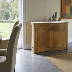 Tradition Buffets En Bois|Buffets En Bois|Buffet Vague Hévéa 2 portes, 2 tiroirs 110x45x85cm