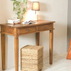 Bisho Bureaux En Bois|Bureau console colonial Teck Miel 90cm