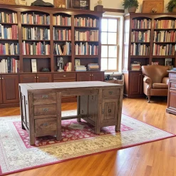 Tessa Bureaux En Bois|Bureau Hévéa 1 porte, 5 tiroirs 150x75x76cm