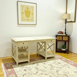 Maori Univers Déco·Globe-Trotter|Bureaux En Bois|Bureau Hévéa 2 tiroirs, 3 niches 150x75x75cm TRADITION