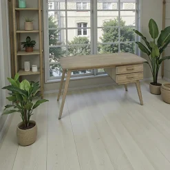 Sixties Bureaux Vintage|Bureaux En Bois|Bureau retro bois 2tiroirs hévéa 130cm