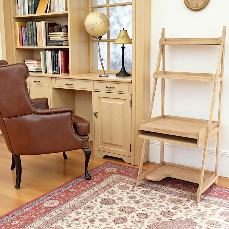 Tradition Bureaux En Bois|Bureau étagère bois massif hévéa 83xH190cm