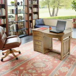 Tradition Bureaux En Bois|Bureau vague colonial 4 tiroirs hévéa 124cm