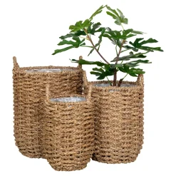Rangements Déco·Paniers / Boîtes De Rangement|Caches-Pots|Cache-pot en jonc de mer avec anses (lot de 3)