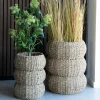 Rangements Déco·Paniers / Boîtes De Rangement|Caches-Pots|Cache-pot en jonc de mer pour grandes plantes, forme ronde (lot de 2)