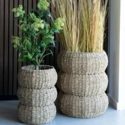 Rangements Déco·Paniers / Boîtes De Rangement|Caches-Pots|Cache-pot en jonc de mer pour grandes plantes, forme ronde (lot de 2)