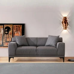 ORSAY Canapés En Tissu|Canapé 2 places anthracite - accoudoirs larges