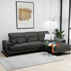 MILO Canapés 3 Places|Canapés En Tissu|Canapé 3 places anthracite avec dossier inclinable