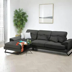 MILO Canapés 3 Places|Canapés En Tissu|Canapé 3 places anthracite avec dossier inclinable