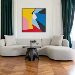 BERLIN Canapés En Tissu|Canapés D'Angle|Canapé 4 places arrondi - sable, méridienne gauche