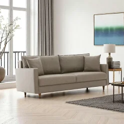 COMO Canapés 3 Places|Canapés En Tissu|Canapé 3 places beige - dossier haut