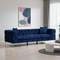 DOVER Canapés En Tissu|Canapé 2 places beige en velours capitonné