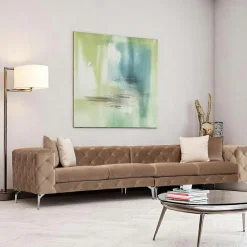 DOVER Canapés En Tissu|Canapé 2 places beige en velours capitonné