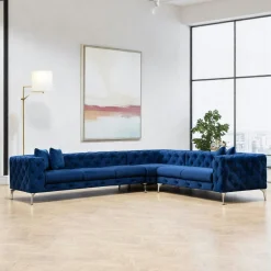 DOVER Canapés En Tissu|Canapé 2 places beige en velours capitonné