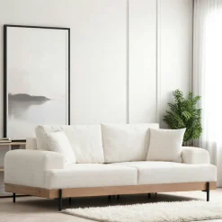 TROPEA Canapés En Tissu|Canapés 3 Places|Canapé 3 places blanc - accoudoirs larges
