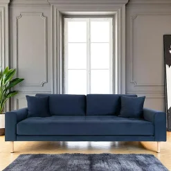 AMSTERDAM Canapés 3 Places|Canapés En Tissu|Canapé 3 places bleu nuit - velours,
