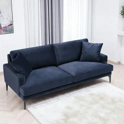 SEATTLE Canapés 3 Places|Canapés En Tissu|Canapé 3 places bleu nuit en velours