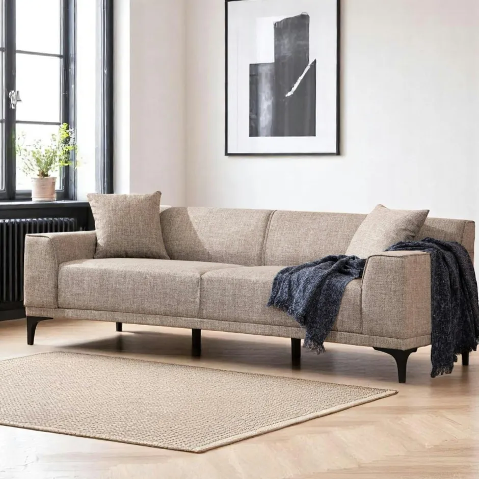 ORSAY Canapés En Tissu|Canapés 3 Places|Canapé 3 places brun taupe - accoudoirs larges