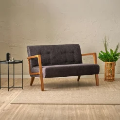 KOS Canapés En Tissu|Canapé 2 places compact tissu gris moderne 124 cm