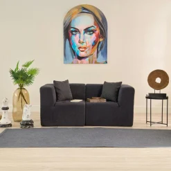 PLOVIA Canapés En Tissu|Canapé 2 places compact vert tissu chenille