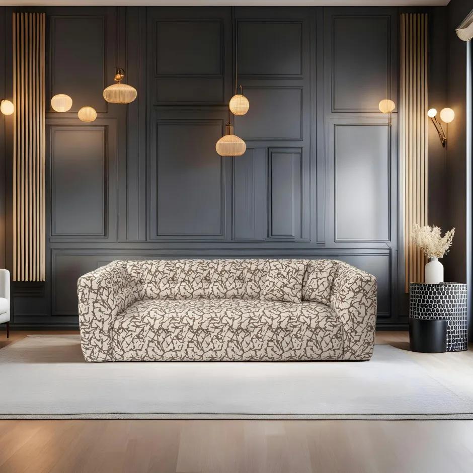 RAVELLO Canapés Marron|Canapés En Tissu|Canapé 3 places écru, décor nature