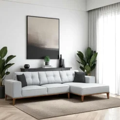 TOYA Canapés En Tissu|Canapés 3 Places|Canapé 3 places gris - lit d'appoint, coussins capitonnés