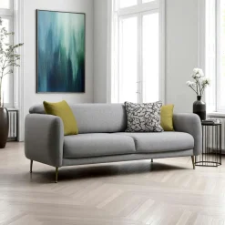 PAIMPOL Canapés Convertibles|Canapés 3 Places|Canapé 3 places gris - lit d'appoint, pieds métal