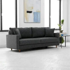 COMO Canapés 3 Places|Canapés En Tissu|Canapé 3 places gris anthracite - dossier haut